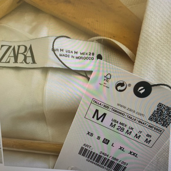 ZARA Linen Blend Preppy Belted Waistt Casuall Trendy Blazer M Bloggers Favorite - Picture 4 of 5